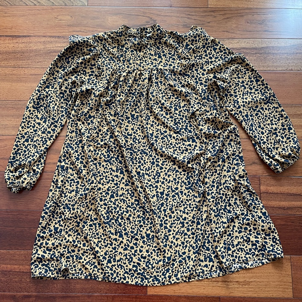 WAYF Pierce Leopard Print Long Sleeve Mock Neck Minidress - Picture 8 of 13